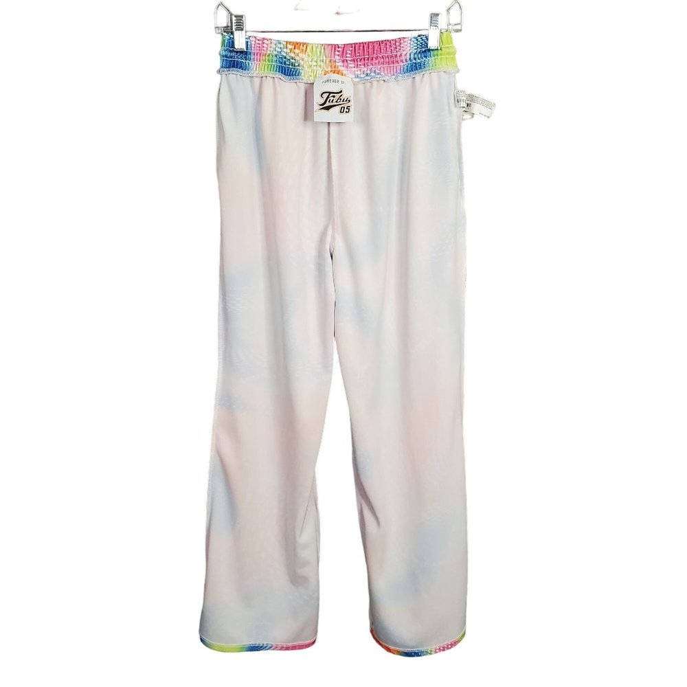 FUBU X Forever 21 Size M Pants Pull-On Wide Leg Rainbow Swirl Logo StreetWear - Picture 10 of 11